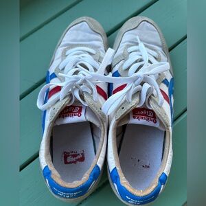 Size 6 .5 Women's Onitsuka Tiger Serrano Sneakers D109L White/Blue